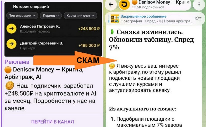 Как обманет «Denisov Money — Крипта, Арбитраж, AI»