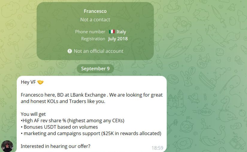 Как ищут загонщиков в лудоманы на крипте (на примере LBank)